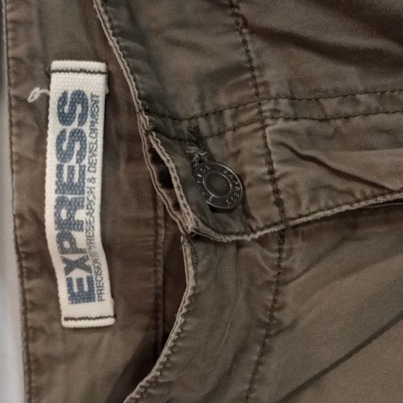 Y2K Vintage Express Cargo Pants Green Beaded Pockets Flower Patches Women's 10 - Picture 4 of 7